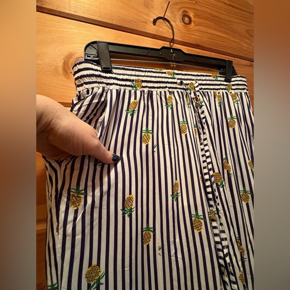 NWT Solitaire Swim Coverup Pants Pineapple and Stripes Pom Poms Drawstring Waist - Picture 4 of 12